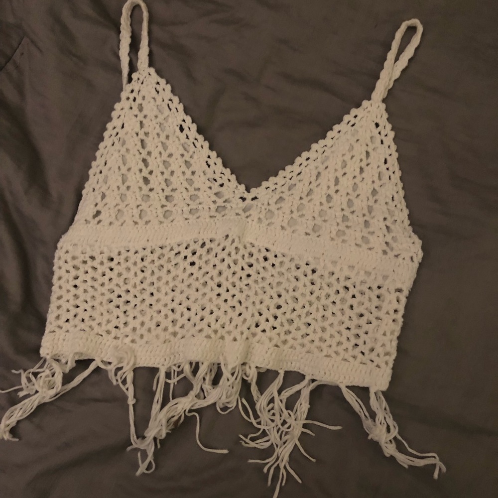 Frayed White Crop Top